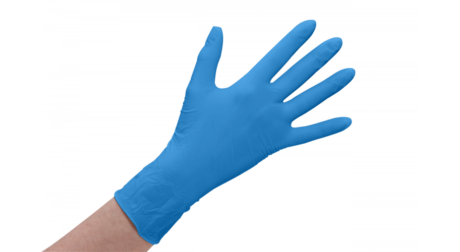 Handschoen latex poeder blauw Mt.M 100st