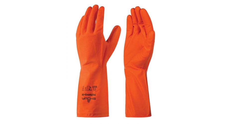 Handsch. Showa 707HVO Nitril oranje M Per paar, Food Grade mt 8