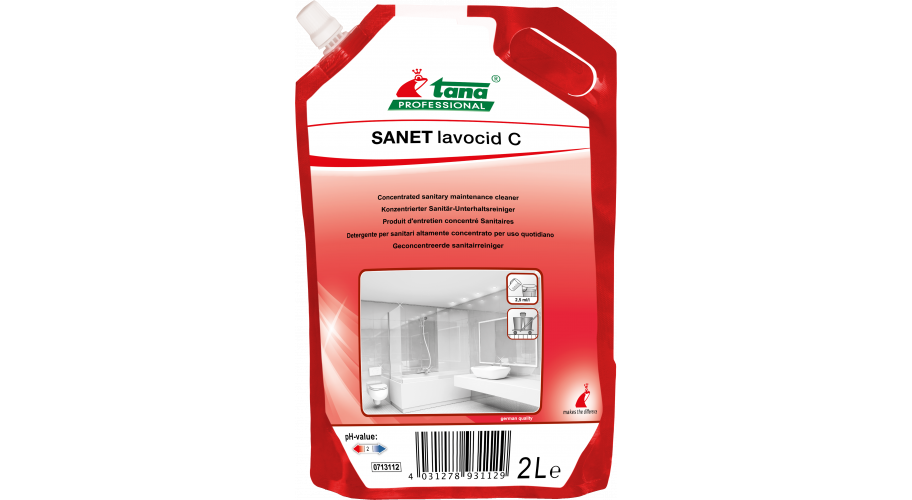 Tana Sanet Lavocid C navulzakje 6x2 L. Geconc. sanitair onderhoudsreiniger